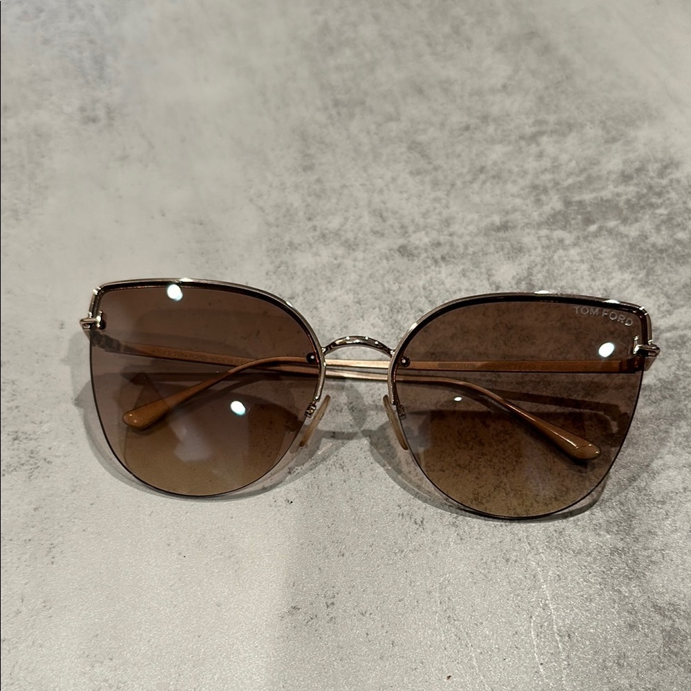 Tom Ford Brown Oversized Sunglasses with Gradient Lenses